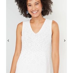 J. Jill Lightweight Textured Sweater Tank White